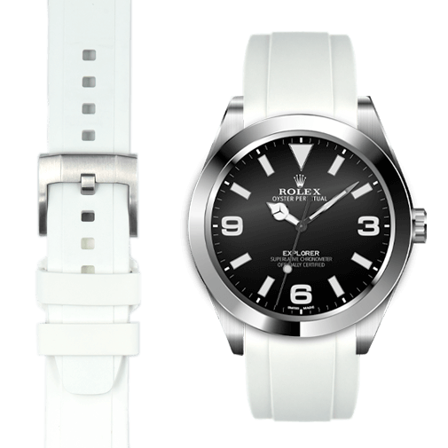 Curved End Rubber Strap for Rolex Explorer I with Tang Buckle