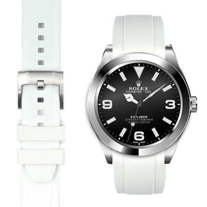 Curved End Rubber Strap for Rolex Explorer I with Tang Buckle