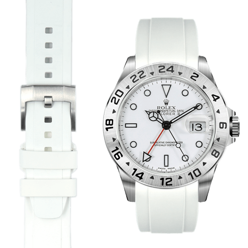 Curved End Rubber Strap for Rolex Explorer II with Tang Buckle