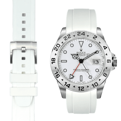 Curved End Rubber Strap for Rolex Explorer II with Tang Buckle