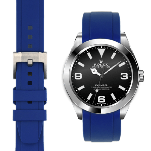 Curved End Rubber Strap for Rolex Explorer I with Tang Buckle