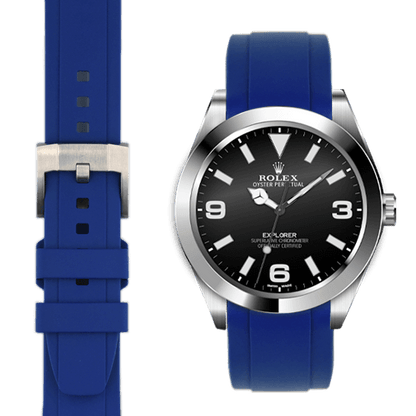 Curved End Rubber Strap for Rolex Explorer I with Tang Buckle