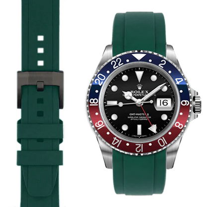 CURVED END RUBBER STRAP FOR ROLEX GMT MASTER I & II WITH TANG BUCKLE