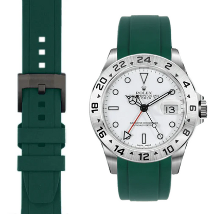 Curved End Rubber Strap for Rolex Explorer II with Tang Buckle