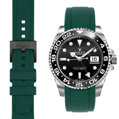 Curved End Rubber Strap for Rolex GMT Master II Ceramic with Tang Buckle