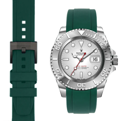 Curved End Rubber Strap for Rolex Yacht-Master with Tang Buckle