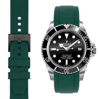 Curved End Rubber Strap for Rolex Sea-Dweller with Tang Buckle