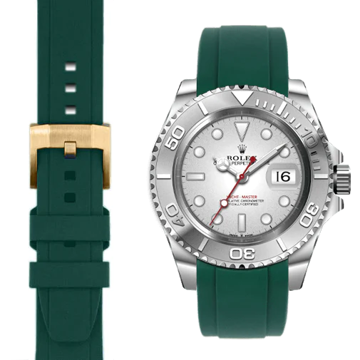 Curved End Rubber Strap for Rolex Yacht-Master with Tang Buckle