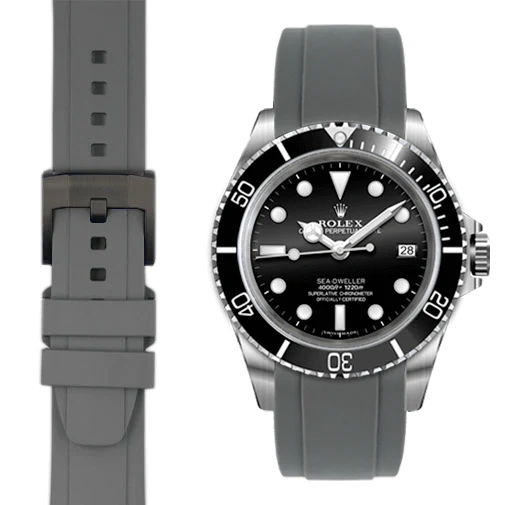 Curved End Rubber Strap for Rolex Sea-Dweller with Tang Buckle