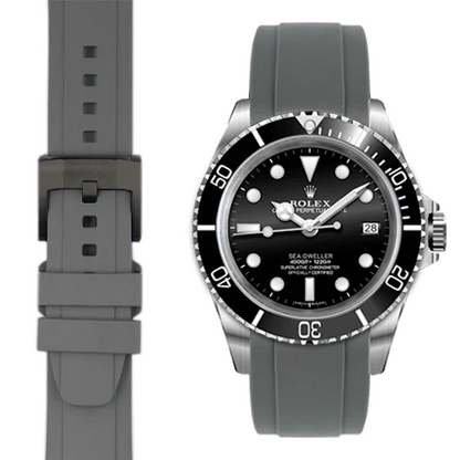 Curved End Rubber Strap for Rolex Sea-Dweller with Tang Buckle