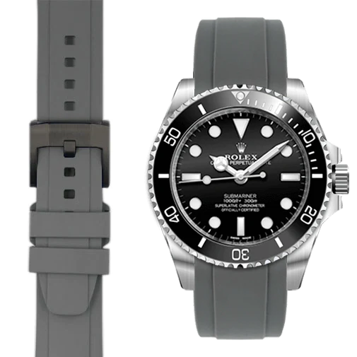 Curved End Rubber Strap with Tang Buckle for Rolex Sub Ceramic No-Date