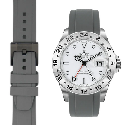 Curved End Rubber Strap for Rolex Explorer II with Tang Buckle
