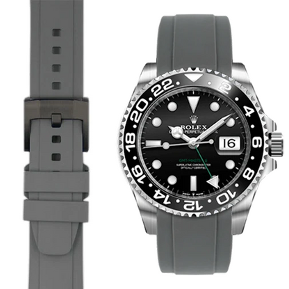 Curved End Rubber Strap for Rolex GMT Master II Ceramic with Tang Buckle