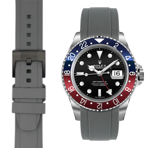 CURVED END RUBBER STRAP FOR ROLEX GMT MASTER I & II WITH TANG BUCKLE