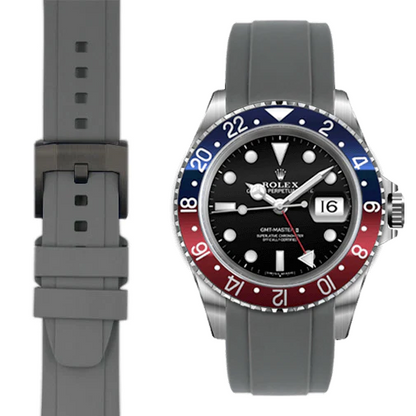 CURVED END RUBBER STRAP FOR ROLEX GMT MASTER I & II WITH TANG BUCKLE
