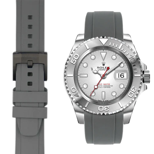 Curved End Rubber Strap for Rolex Yacht-Master with Tang Buckle