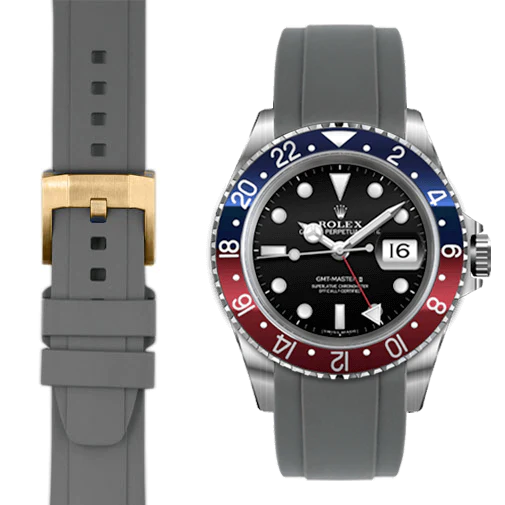CURVED END RUBBER STRAP FOR ROLEX GMT MASTER I & II WITH TANG BUCKLE