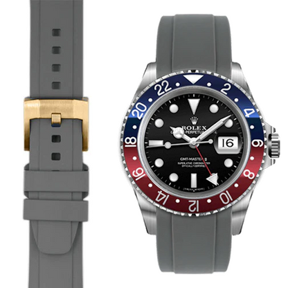 CURVED END RUBBER STRAP FOR ROLEX GMT MASTER I & II WITH TANG BUCKLE