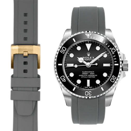 Curved End Rubber Strap with Tang Buckle for Rolex Sub Ceramic No-Date