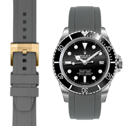 Curved End Rubber Strap for Rolex Sea-Dweller with Tang Buckle