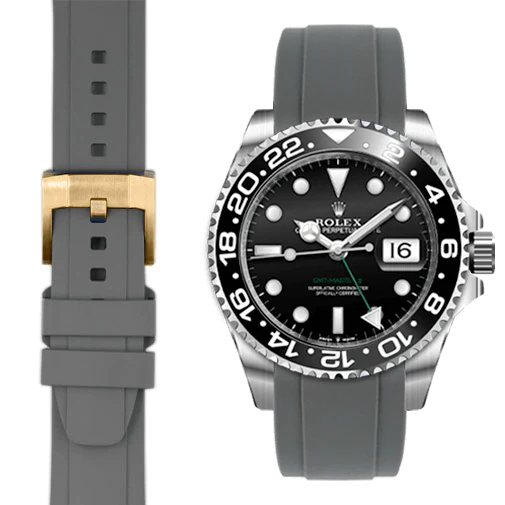 Curved End Rubber Strap for Rolex GMT Master II Ceramic with Tang Buckle