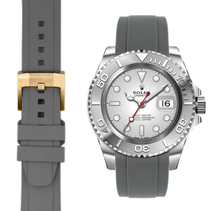 Curved End Rubber Strap for Rolex Yacht-Master with Tang Buckle