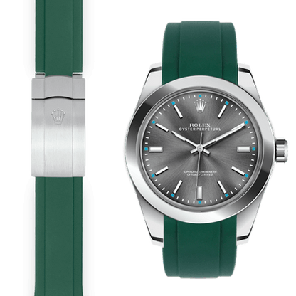 Curved End Rubber Strap for Rolex Oyster Perpetual 39mm Deployant
