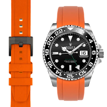 Curved End Rubber Strap for Rolex GMT Master II Ceramic with Tang Buckle