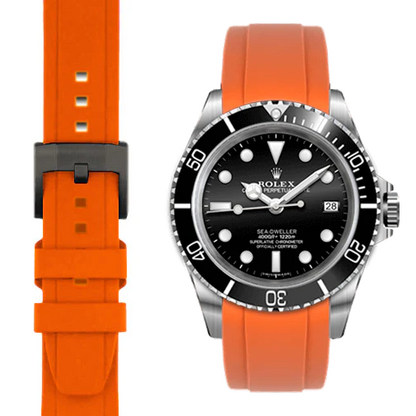 Curved End Rubber Strap for Rolex Sea-Dweller with Tang Buckle