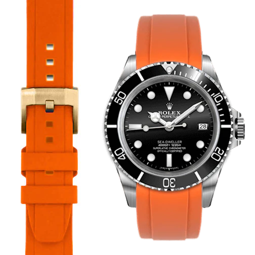 Curved End Rubber Strap for Rolex Sea-Dweller with Tang Buckle