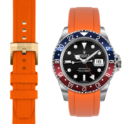 CURVED END RUBBER STRAP FOR ROLEX GMT MASTER I & II WITH TANG BUCKLE