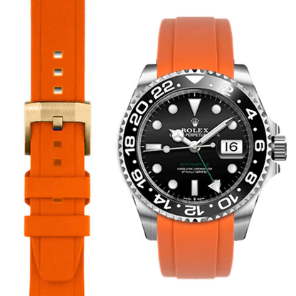 Curved End Rubber Strap for Rolex GMT Master II Ceramic with Tang Buckle