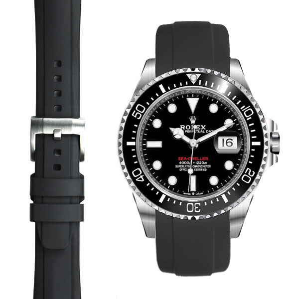 Curved End Rubber Strap for Rolex Sea-Dweller 43mm with Tang Buckle