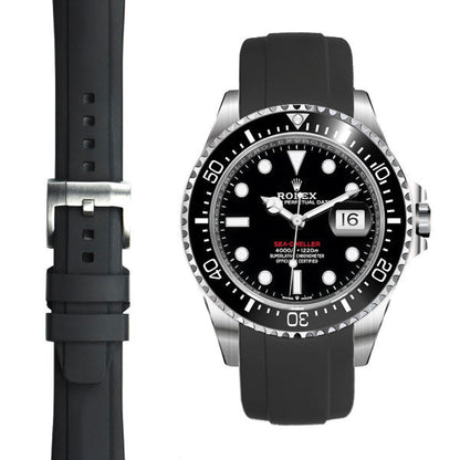 Curved End Rubber Strap for Rolex Sea-Dweller 43mm with Tang Buckle