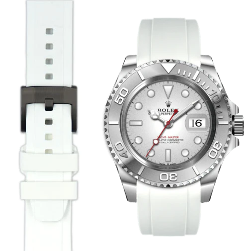 Curved End Rubber Strap for Rolex Yacht-Master with Tang Buckle