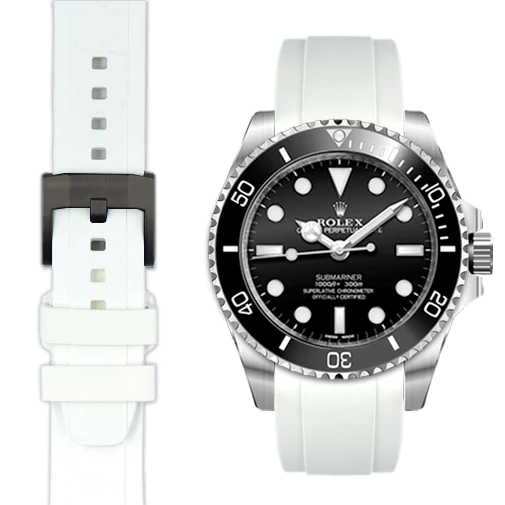 Curved End Rubber Strap with Tang Buckle for Rolex Sub Ceramic No-Date