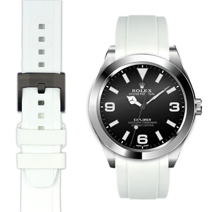 Curved End Rubber Strap for Rolex Explorer I with Tang Buckle