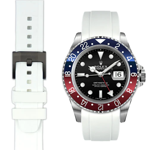 CURVED END RUBBER STRAP FOR ROLEX GMT MASTER I & II WITH TANG BUCKLE