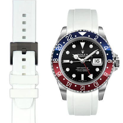 CURVED END RUBBER STRAP FOR ROLEX GMT MASTER I & II WITH TANG BUCKLE