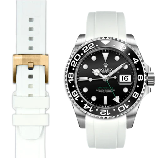 Curved End Rubber Strap for Rolex GMT Master II Ceramic with Tang Buckle