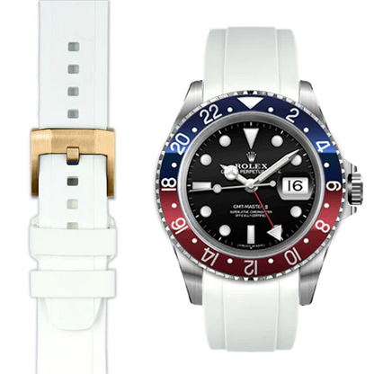 CURVED END RUBBER STRAP FOR ROLEX GMT MASTER I & II WITH TANG BUCKLE