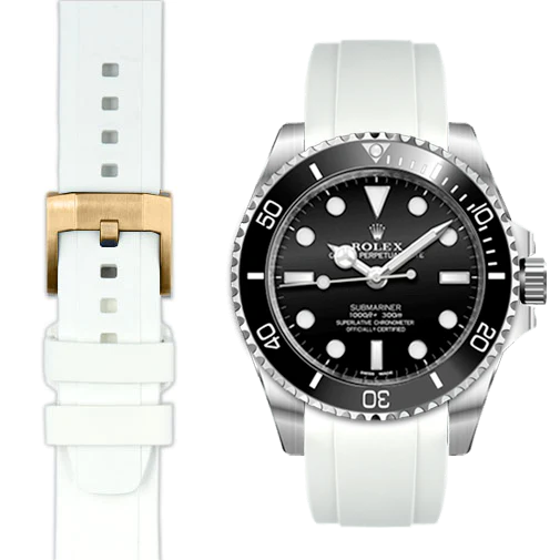 Curved End Rubber Strap with Tang Buckle for Rolex Sub Ceramic No-Date
