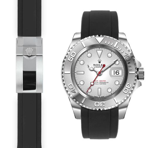 Curved End Rubber Strap for Rolex Yacht-Master Deployant