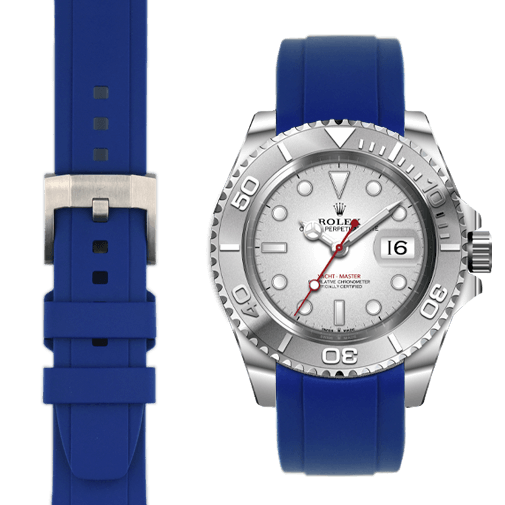 Curved End Rubber Strap for Rolex Yacht-Master with Tang Buckle
