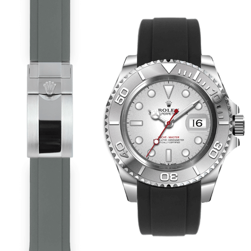Curved End Rubber Strap for Rolex Yacht-Master Deployant