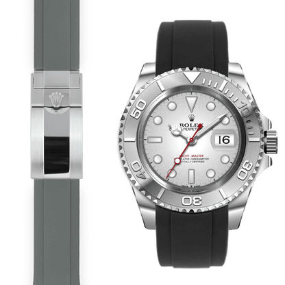 Curved End Rubber Strap for Rolex Yacht-Master Deployant