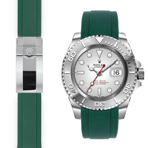 Curved End Rubber Strap for Rolex Yacht-Master Deployant