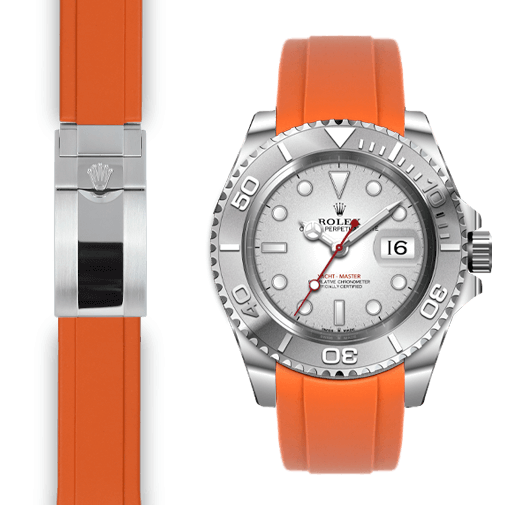 Curved End Rubber Strap for Rolex Yacht-Master Deployant