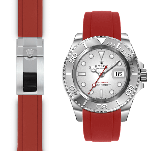 Curved End Rubber Strap for Rolex Yacht-Master Deployant
