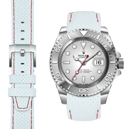 Curved End Racing Leather Strap for Rolex Yacht-Master with Tang Buckle